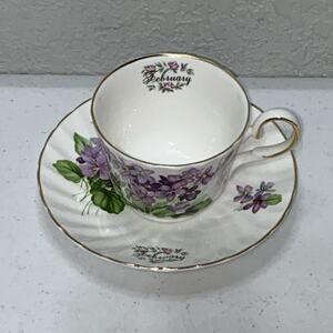 Royal Patrician Staffordshire England February Cup & Saucer Bone China Violets